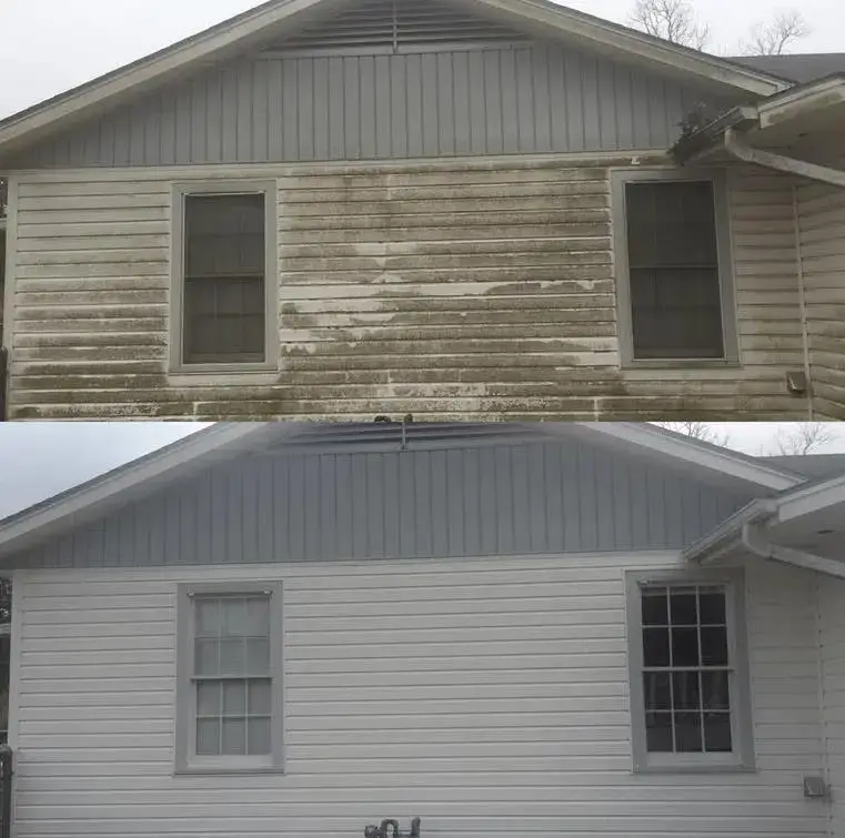 home before and after pressure washing