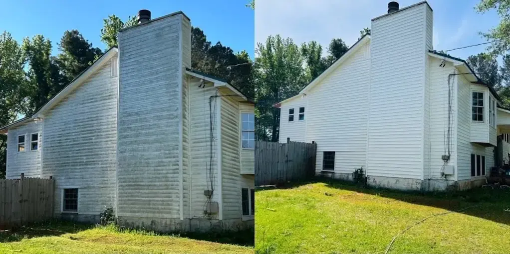 home before and after pressure washing
